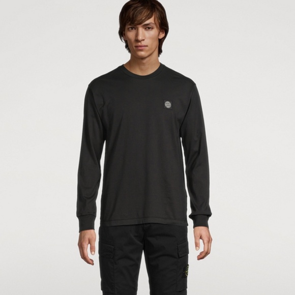 Stone Island Black Cotton Long-Sleeve T-Shirt Size L - Picture 1 of 7